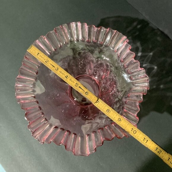 Vintage Fenton Cranberry Pink Ruffled Crimped Bowl - Picture 8 of 9